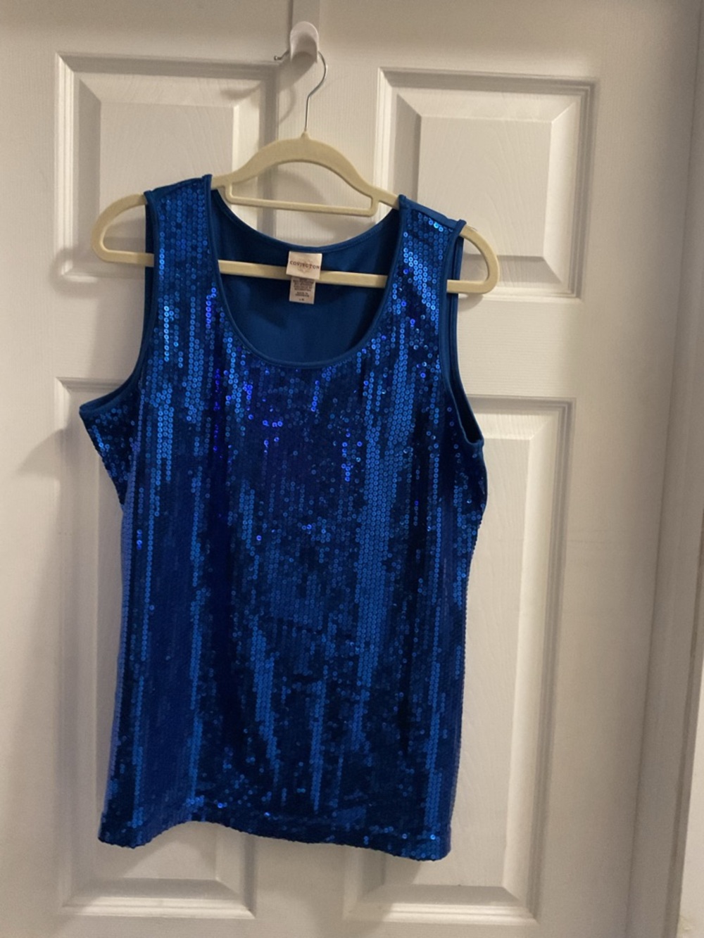 Covington blue sequins top size L